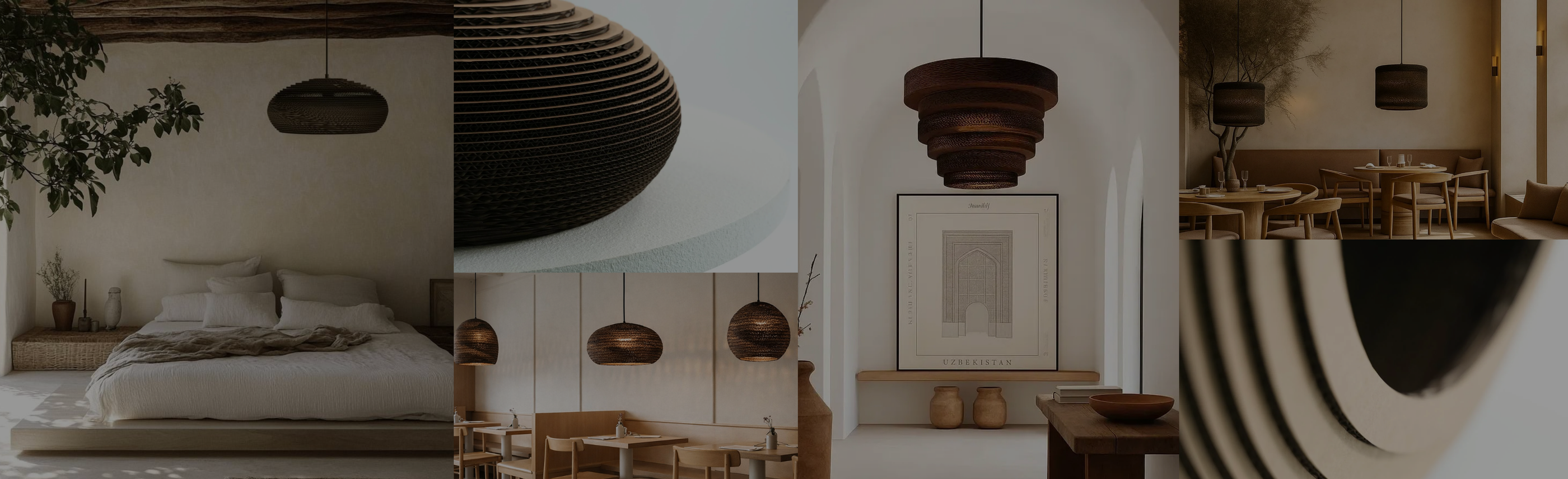 Sustainable recycled cardboard lighting collection at ORE Lighting