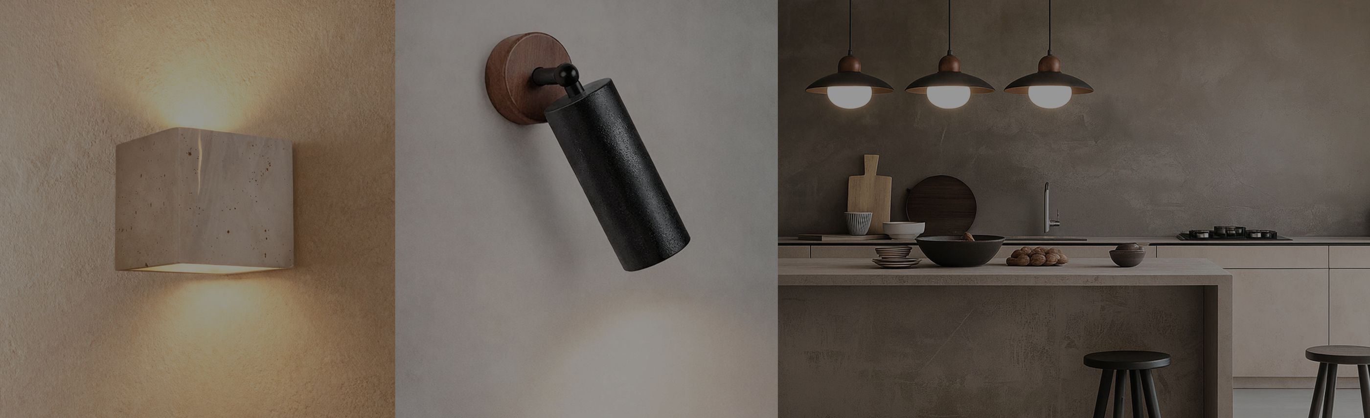 Stone lighting collection in travertine, marble and sandstone at ORE