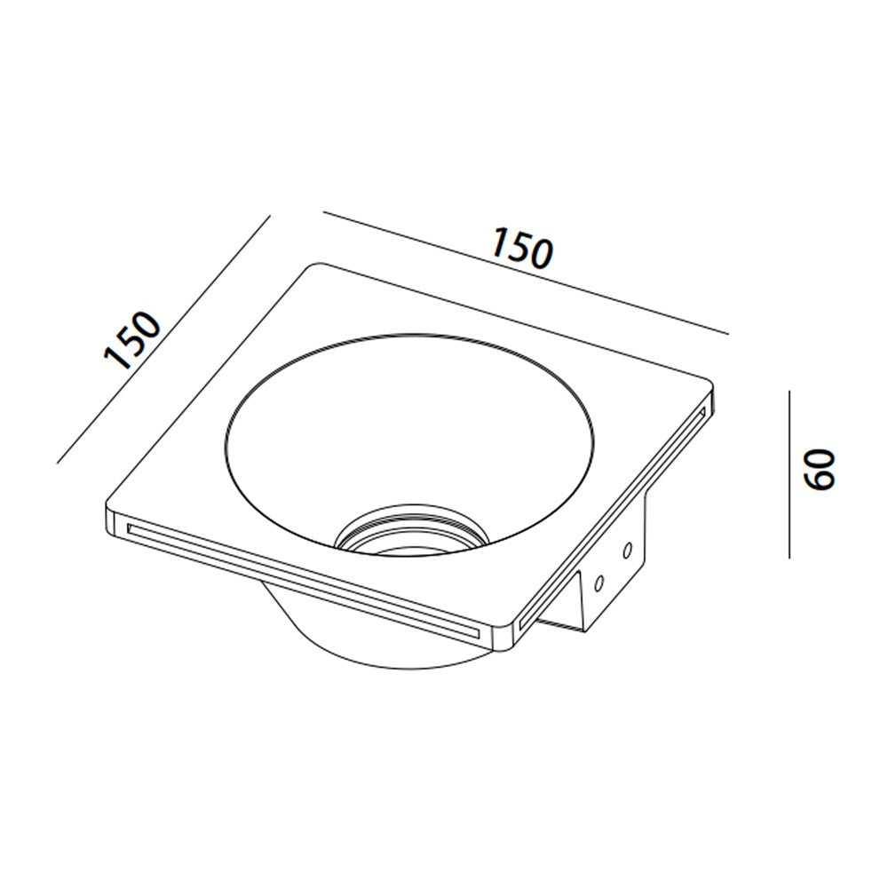 153mmx153mm Nura LED Downlight 35w Gypsum White NUR.001.MW Ore Lighting_Dimension