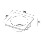153mmx153mm Nura LED Downlight 35w Gypsum White NUR.001.MW Ore Lighting_Dimension
