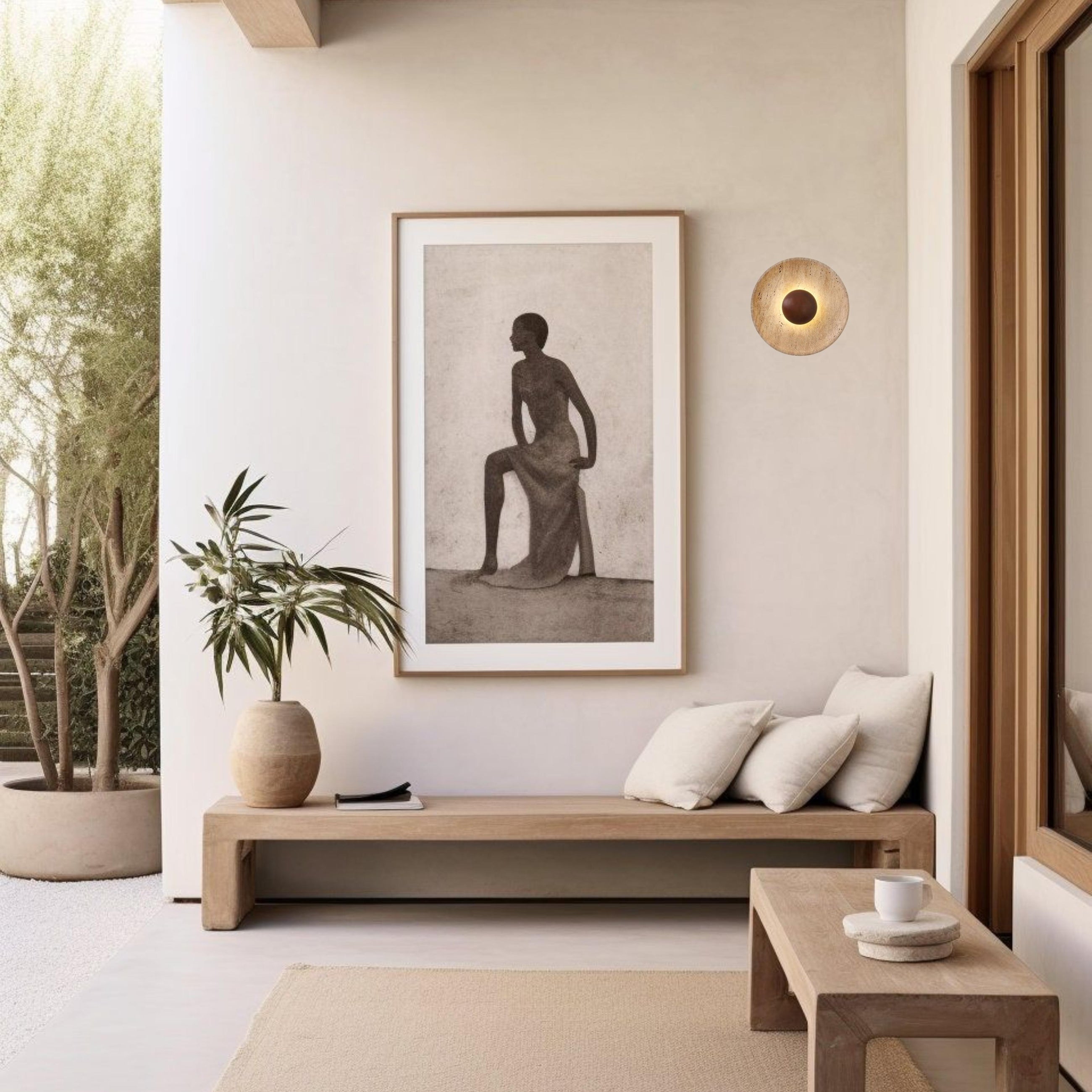 Aska Natural Stone Wood Wall Sconce at ORE Lighting, Australia