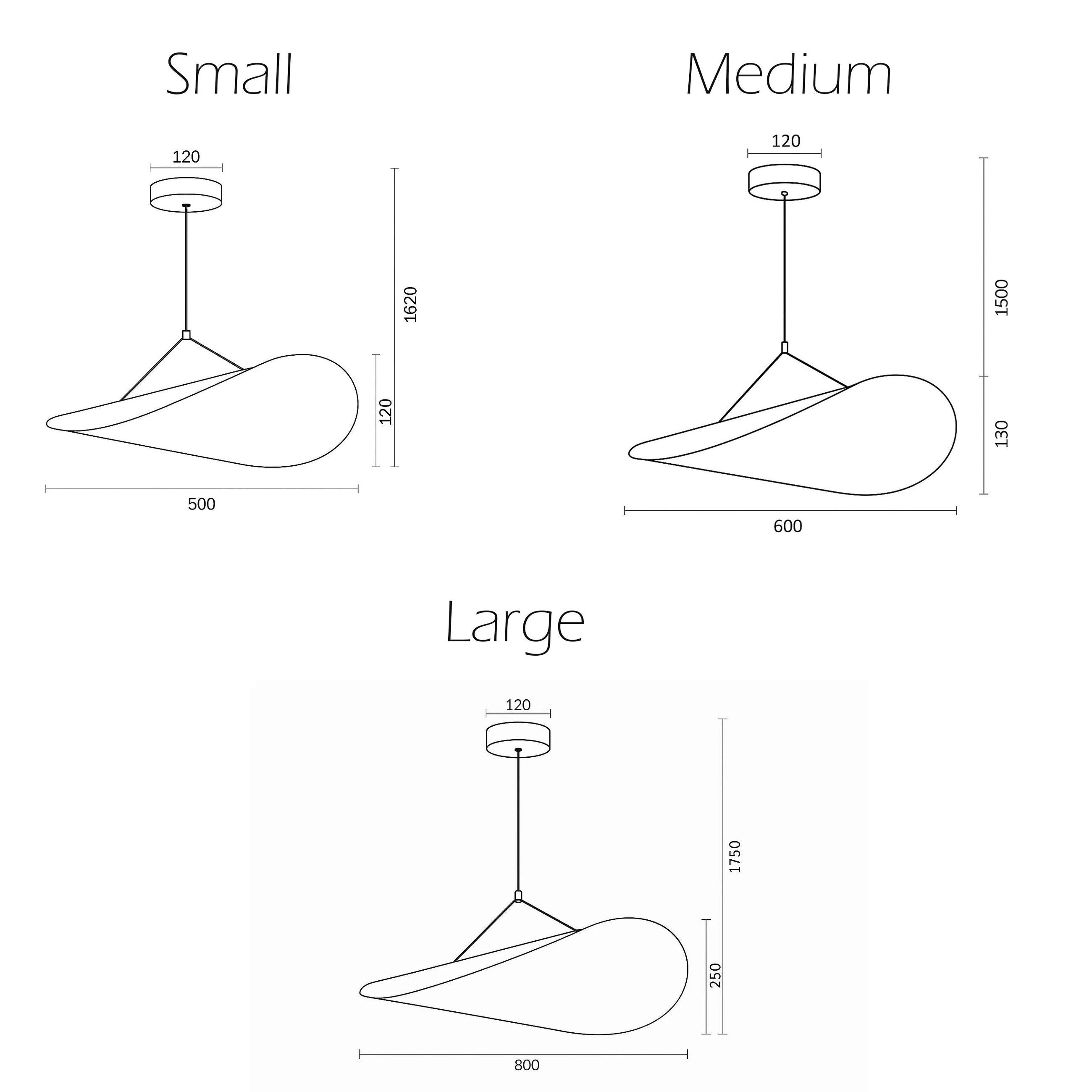 Arca Silk LED Pendant Light Small, Medium, Large in White