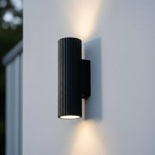 Aurora Concrete Outdoor Up/Down Wall Light in Matt Black IP65