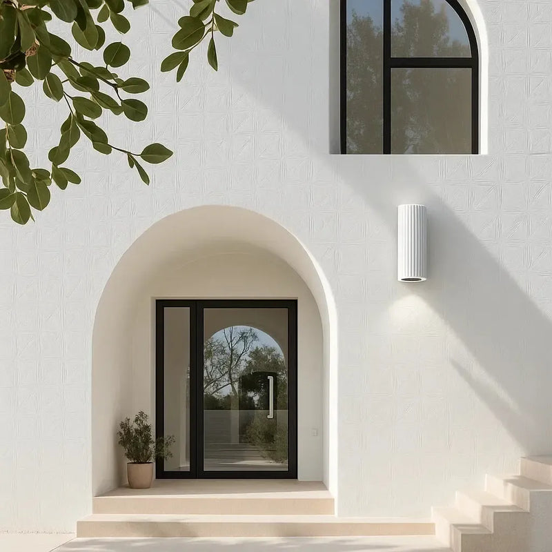 Aurora Concrete Outdoor Up Down Wall Light in Matt White IP65 at ORE Lighting, Australia