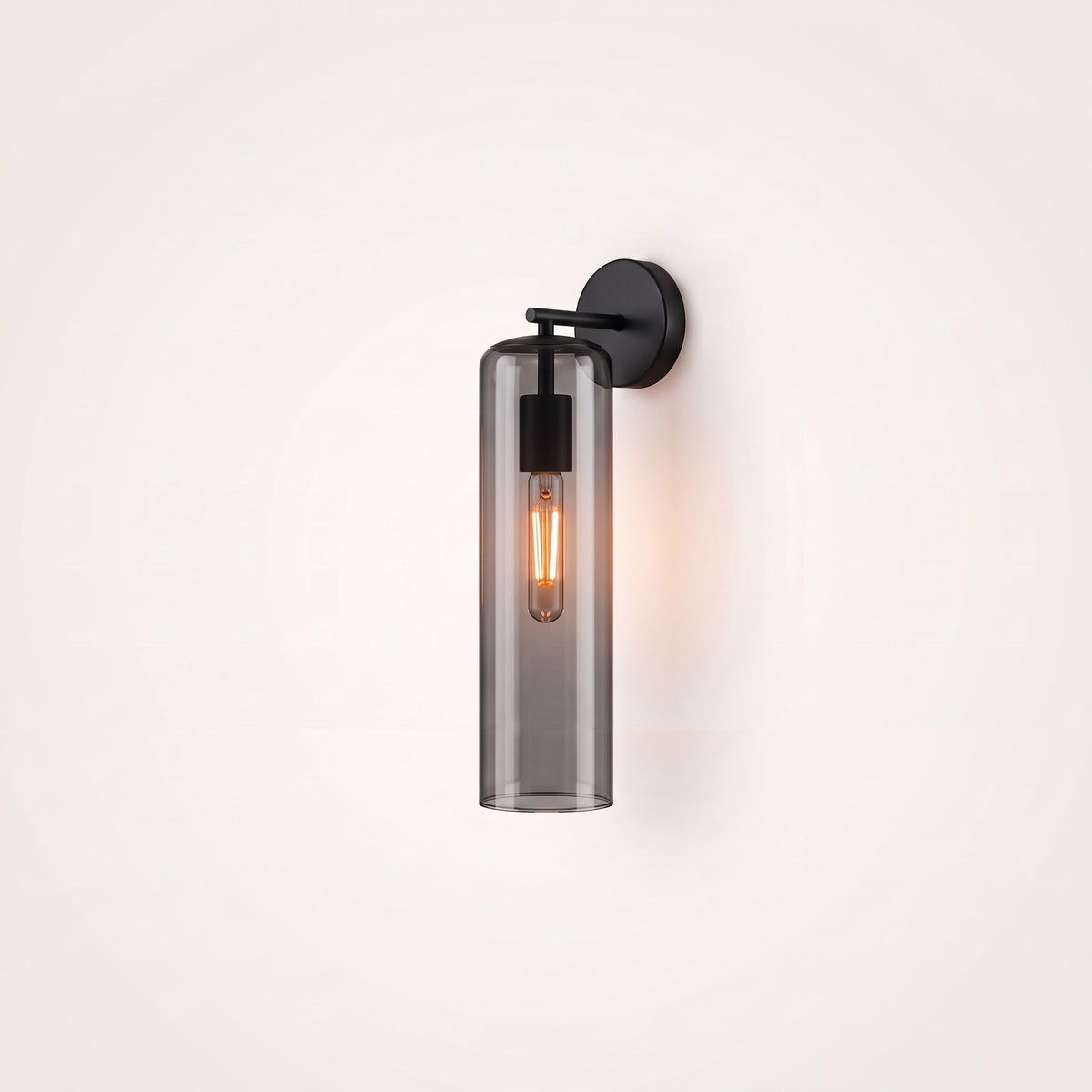 Siena Smoke Glass Wall Light in Black