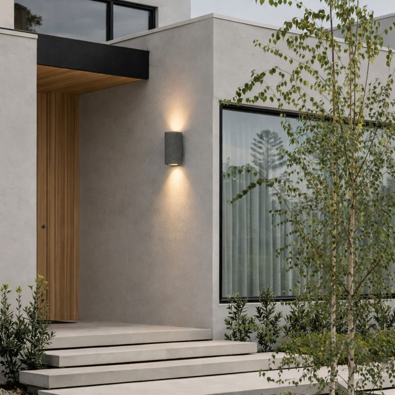 Blaze Sandstone Outdoor Up Down Wall Light in Black IP65 at ORE Lighting, Australia