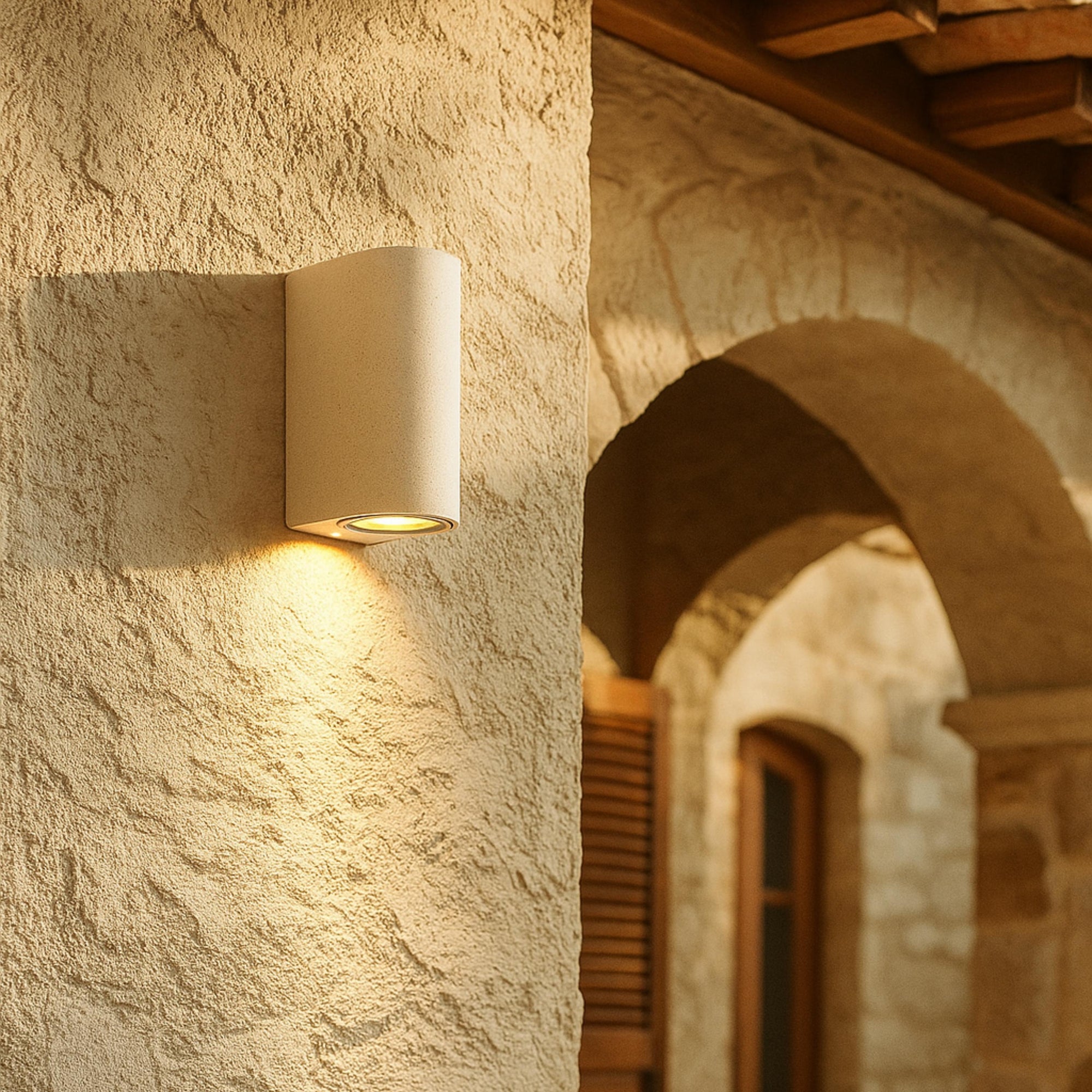 Blaze Sandstone Outdoor Up/Down Wall Light in White IP65