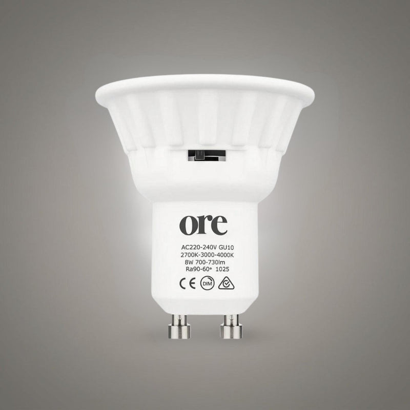 Ceramic GU10 Globe 8w LED Dimmable 2.7k, 3k, 4k CRI90