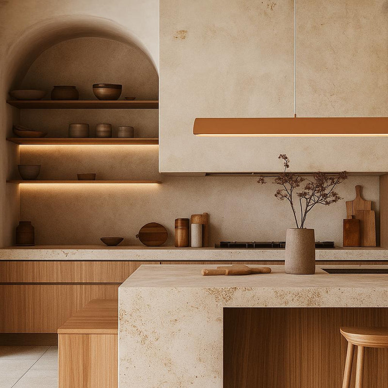 Clay Linear Plaster Pendant Light Terracotta at ORE Lighting, Australia