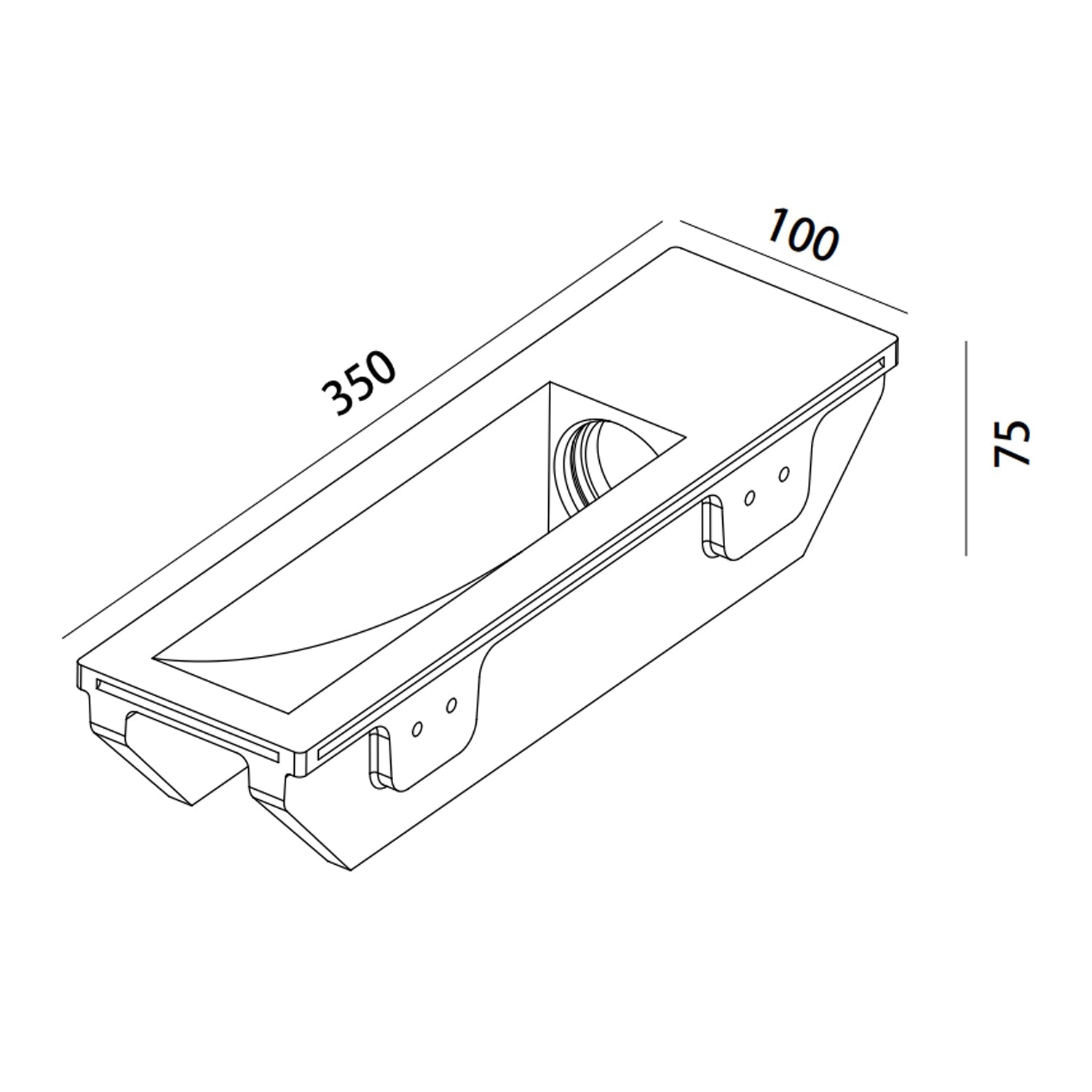 Drift Plaster LED Step Light Rectangular in Gypsum White_Dimension