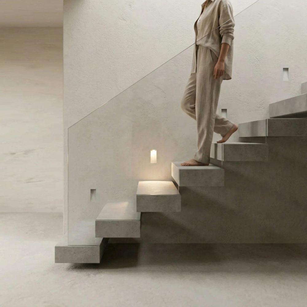 Drift Plaster Trimless LED Step Light Rectangular in White