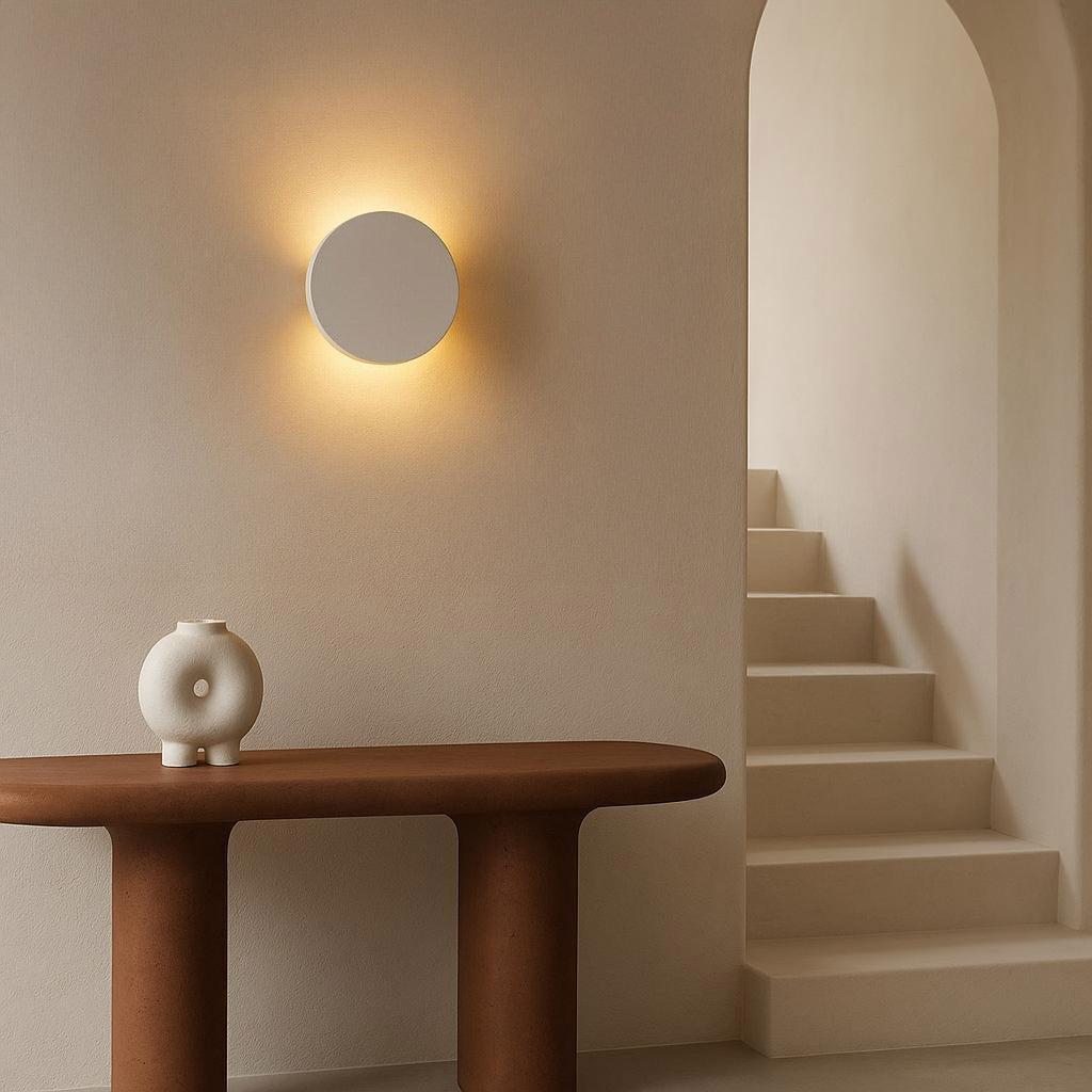 Eon Plaster Halo Up Down Wall Light in Matt White at ORE Lighting, Australia