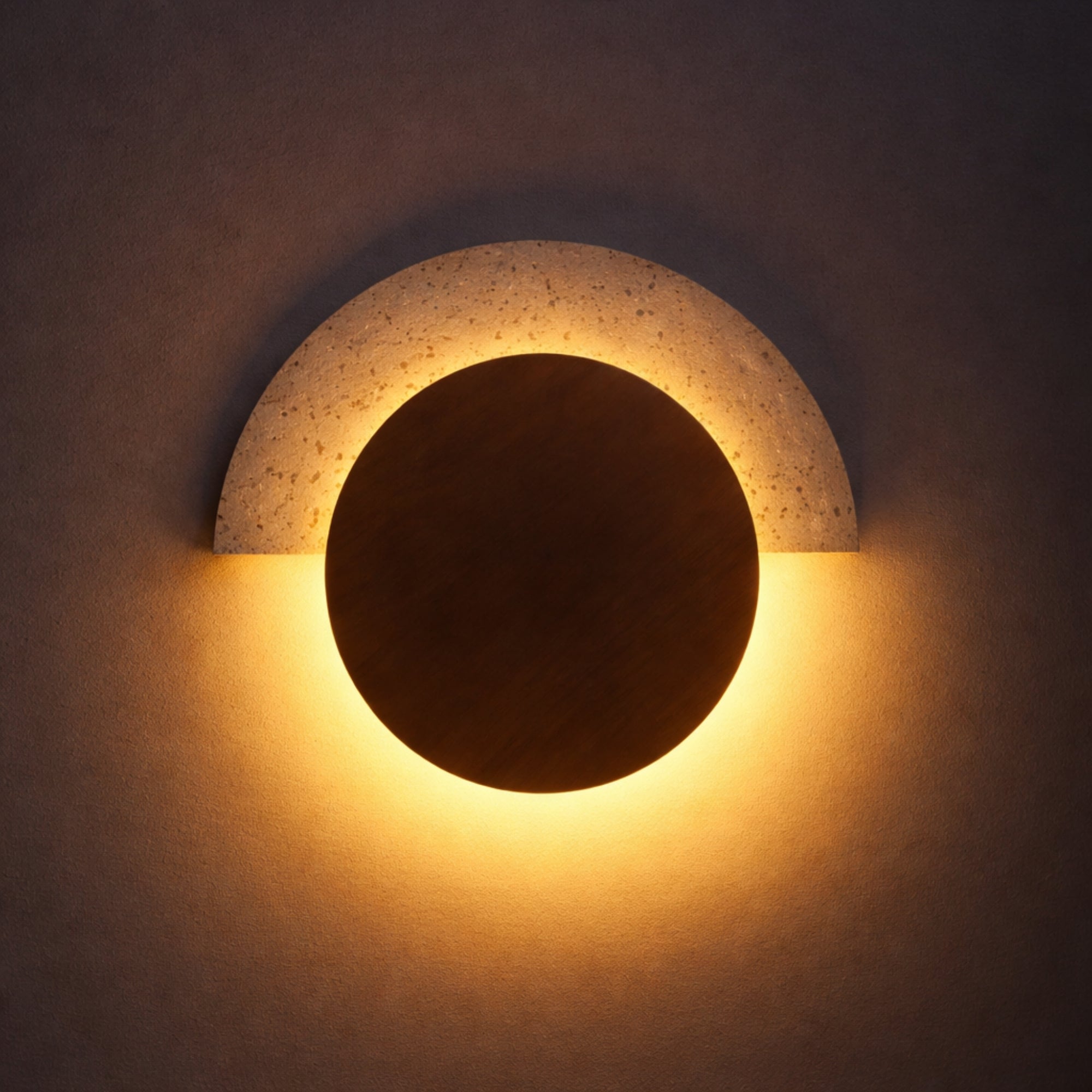 Eclipse Natural Stone & Wood Wall Light