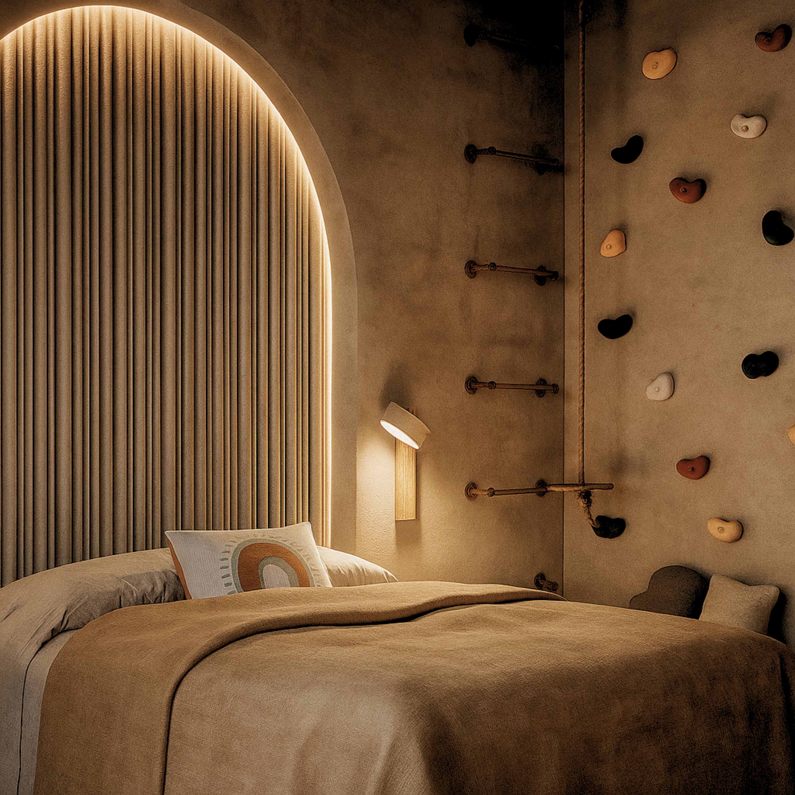 Loom Stone Adjustable Wall Light in Natural or Black at ORE Lighting, Australia