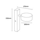 Loom Stone Adjustable Wall Light in Natural or Black LOO.25121.XX_Dimension