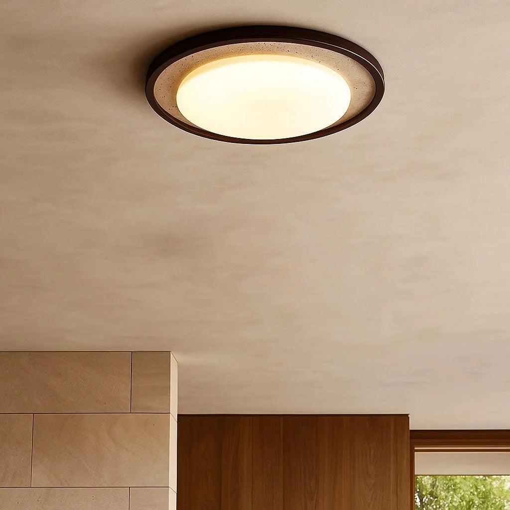 Lyra Natural Stone & Wood Oyster Light