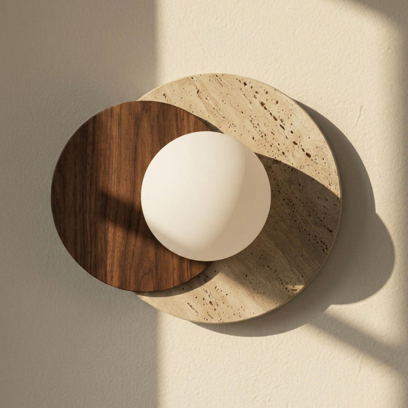 Lyra Natural Stone & Wood Wall Sconce