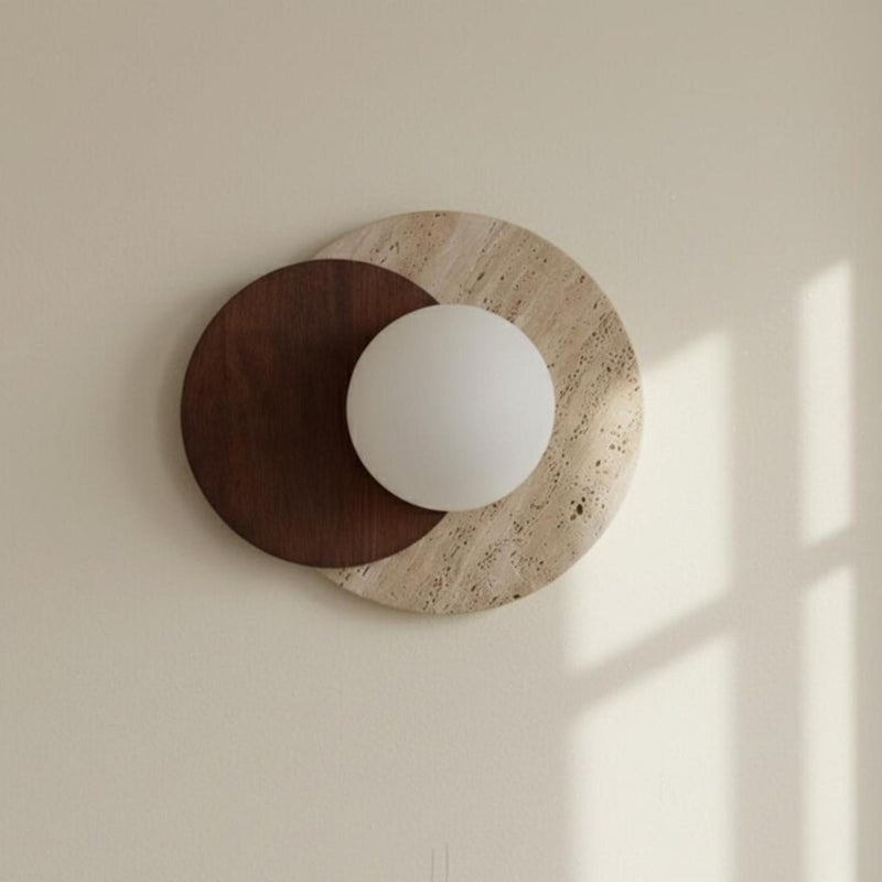 Lyra Natural Stone & Wood Wall Sconce