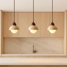 Lyra Natural Stone & Wood Pendant Light