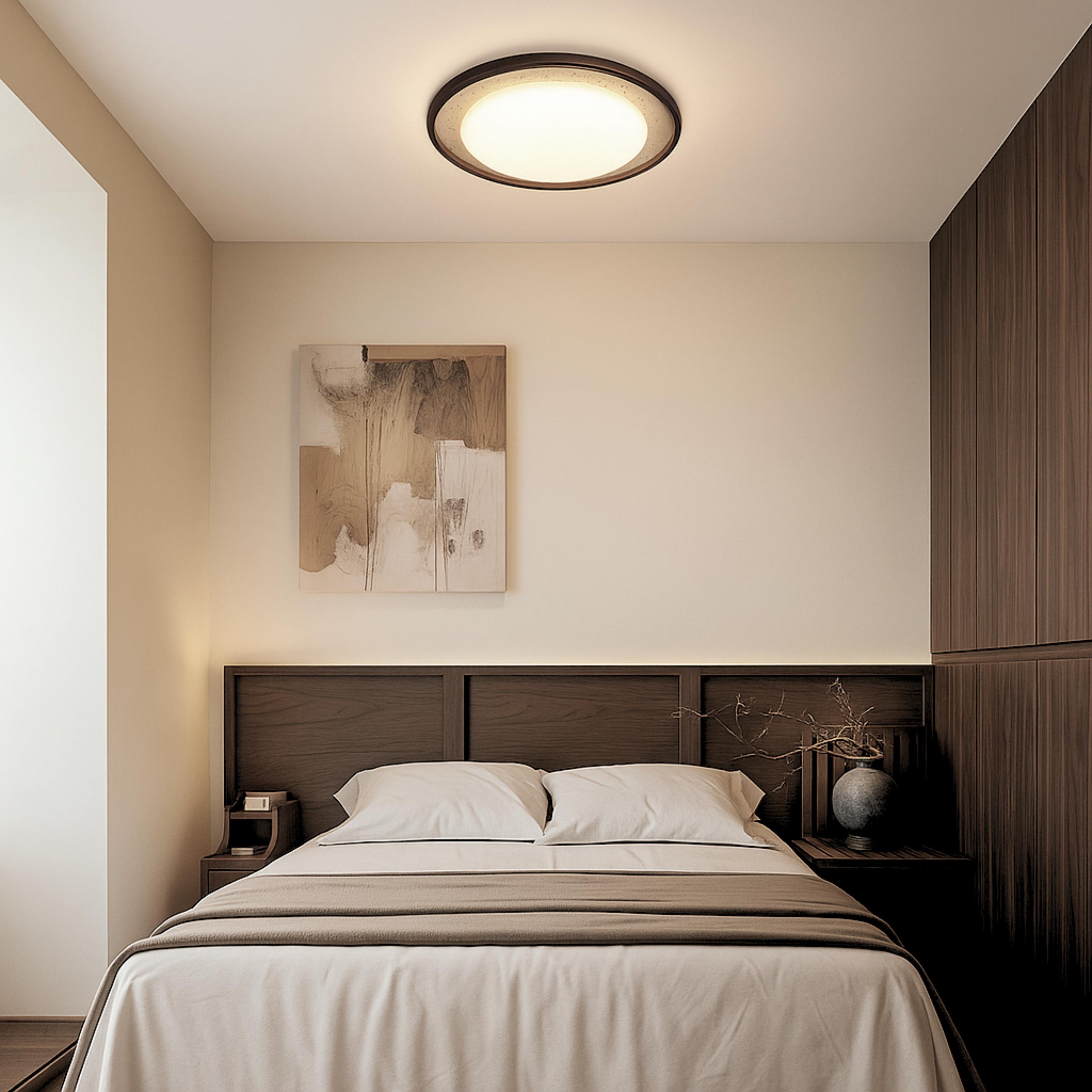 Lyra Natural Stone & Wood Oyster Light