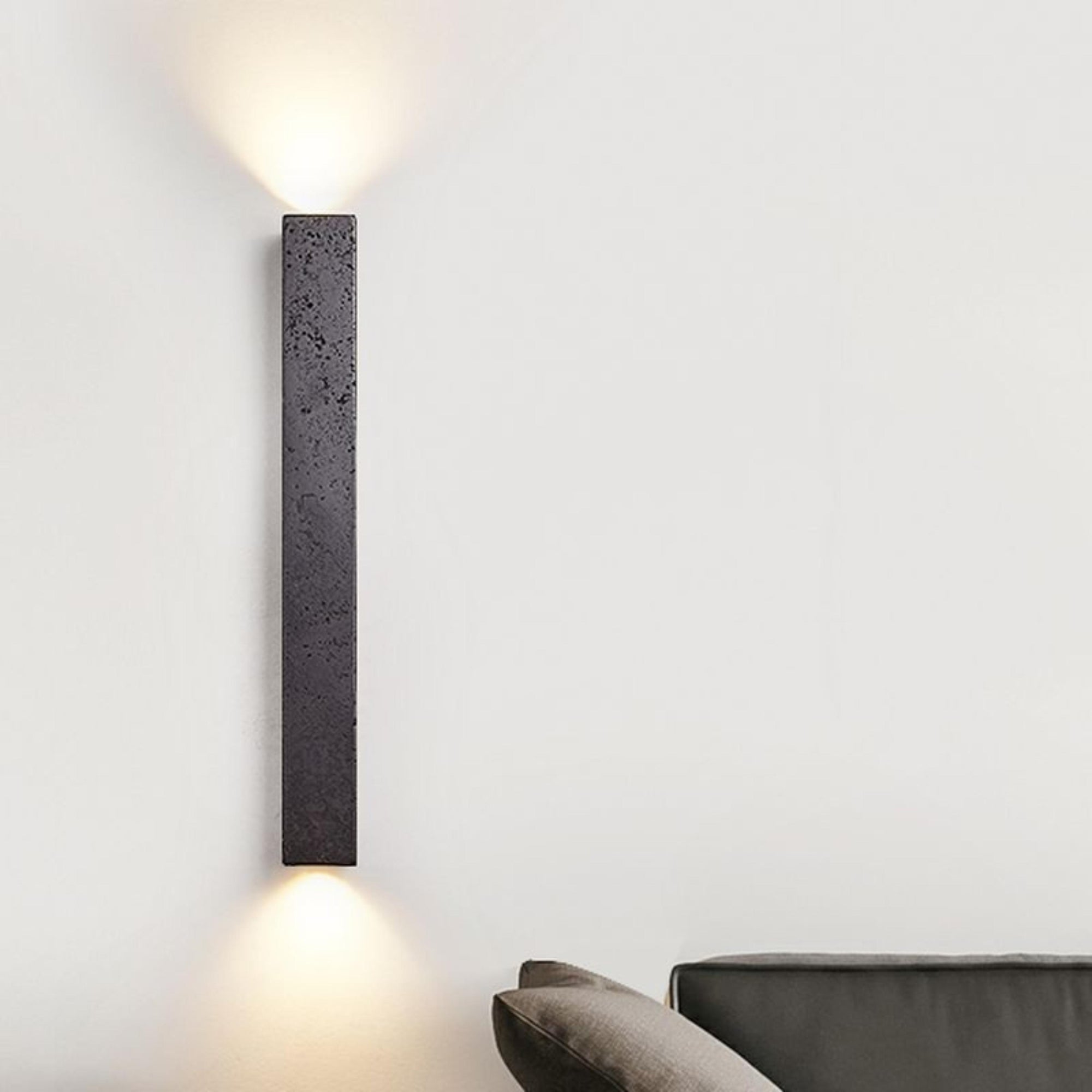 Moss Travertine Up/Down Wall Light in Natural or Black Stone