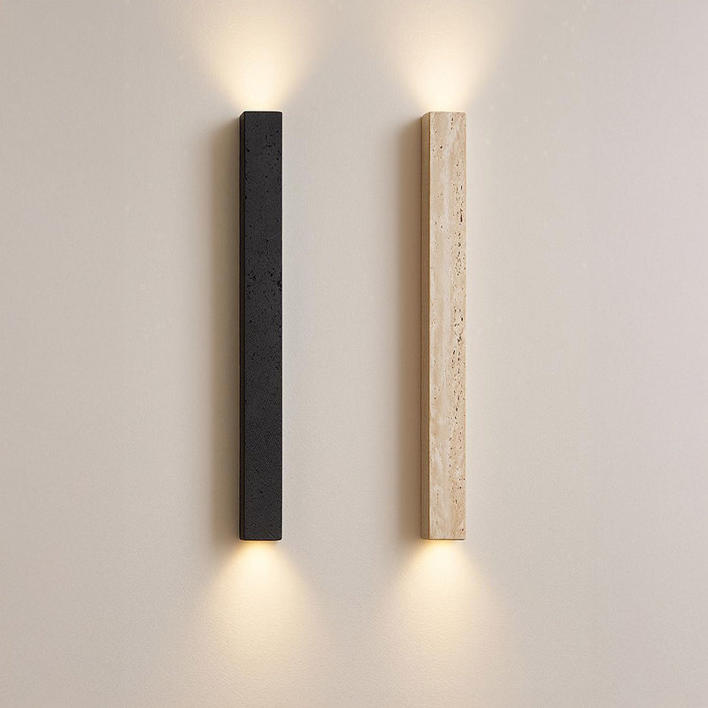 Moss Travertine Up/Down Wall Light in Natural or Black Stone