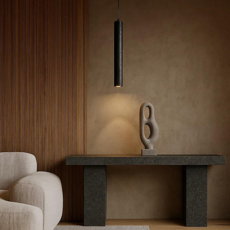 Moss Travertine Pendant Light in Black Stone