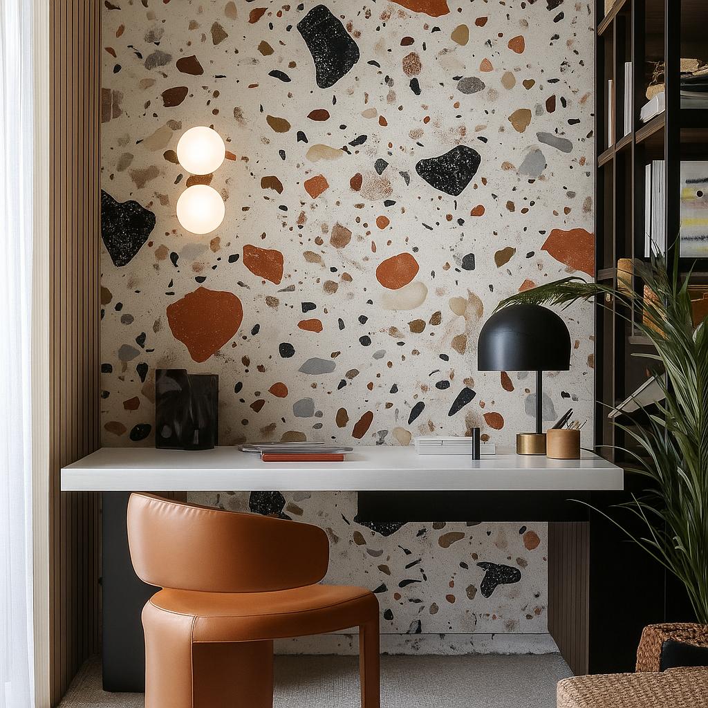Noir Terrazzo Indoor LED Wall Light in White at ORE Lighting, Australia