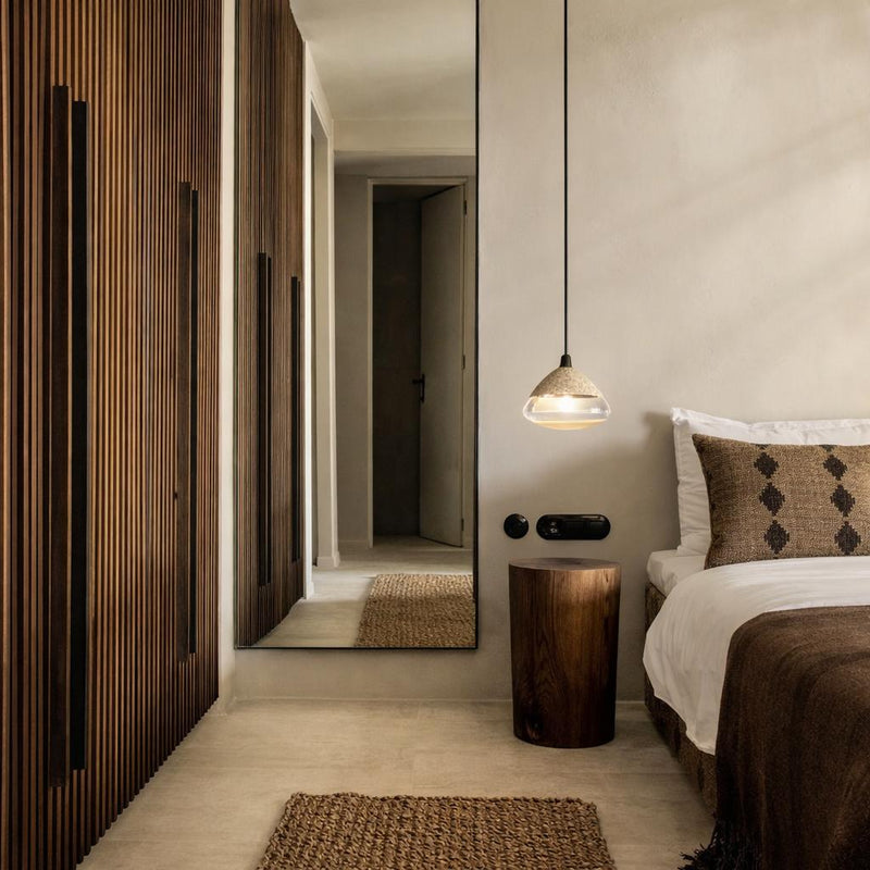 Onda Travertine & Glass Pendant Light