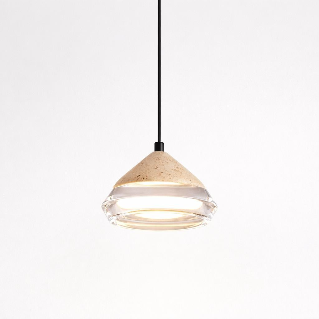 Onda Travertine & Glass Pendant Light