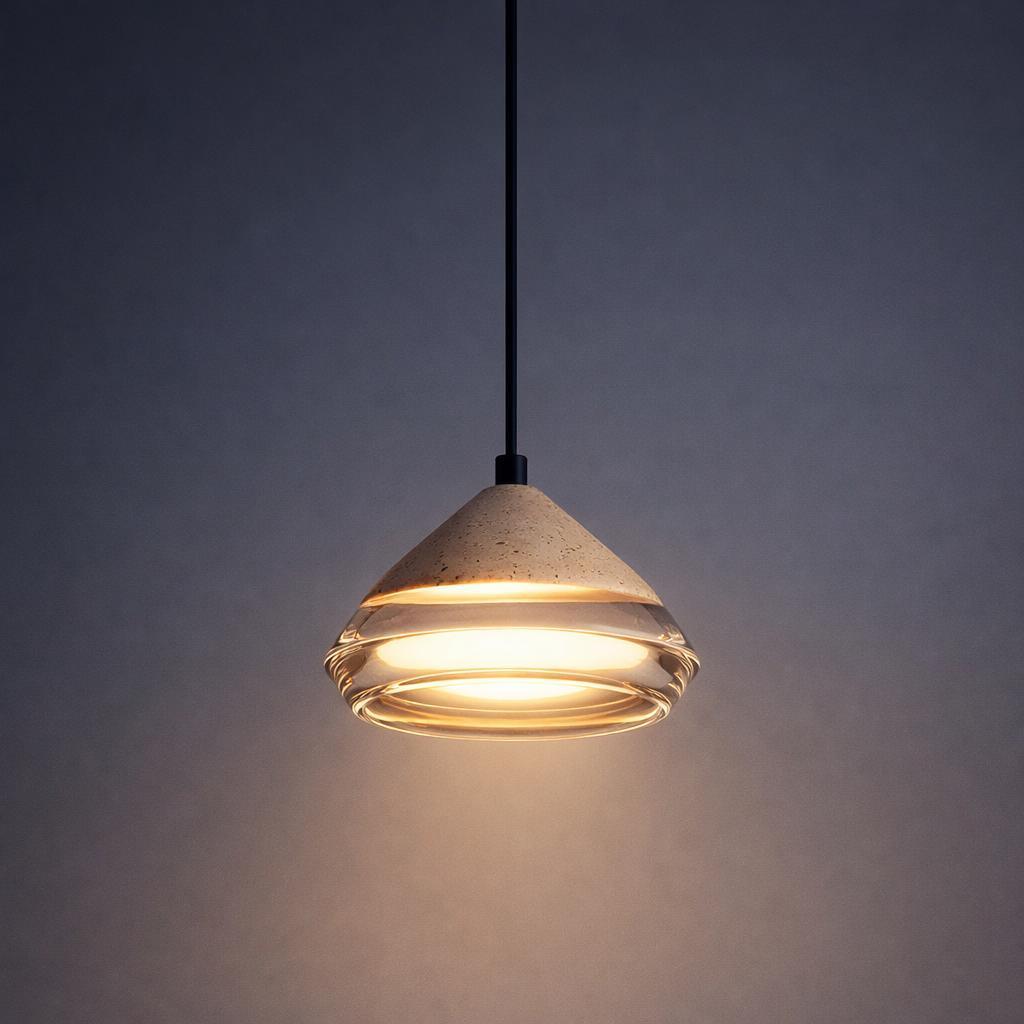 Onda Travertine & Glass Pendant Light