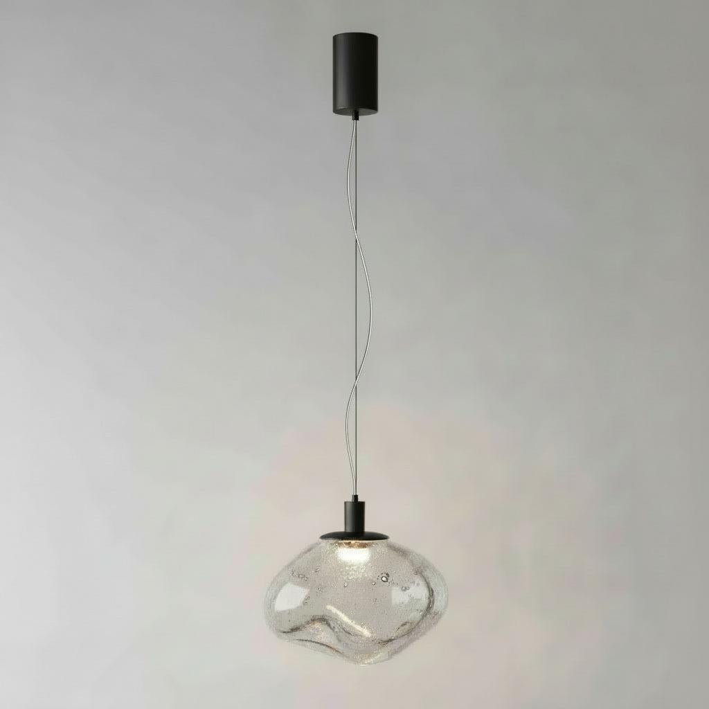 Orbis Bubble Blown Glass Pendant Light Black