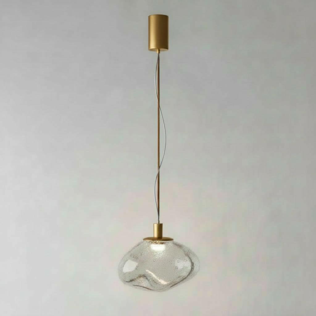 Orbis Bubble Blown Glass Pendant Light Brass