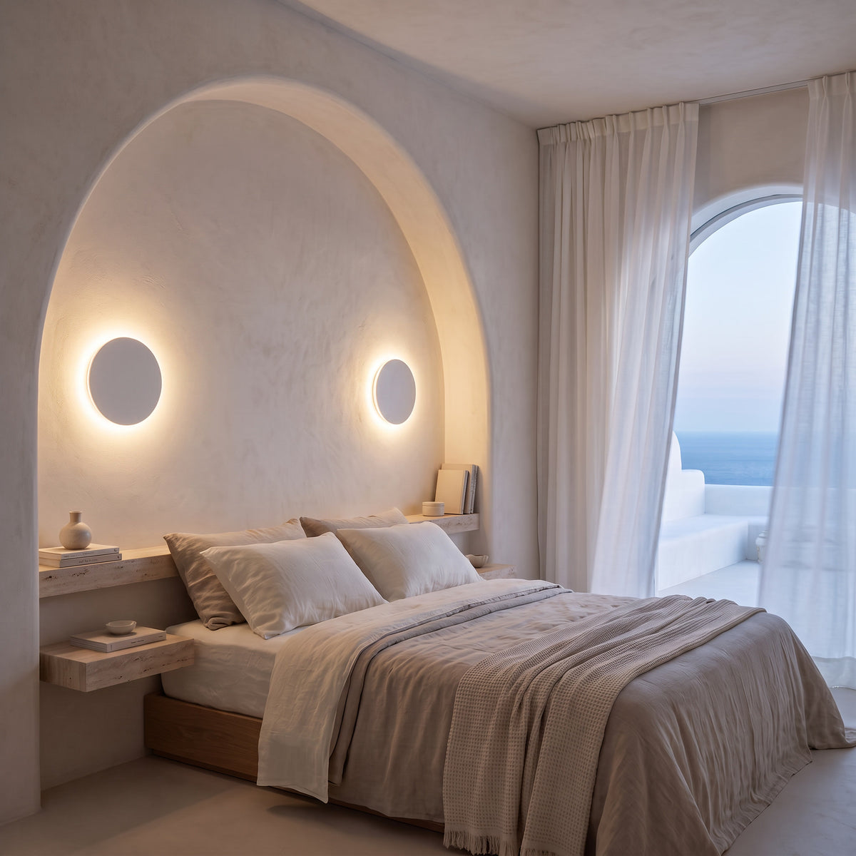 Selene White Plaster Halo Wall Light