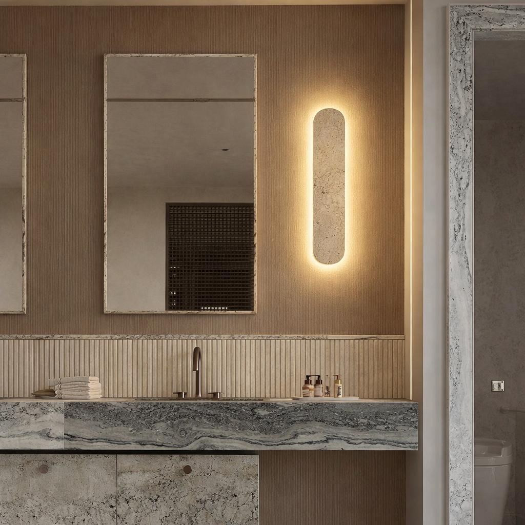 Pulse Travertine Long Shadow Wall Light