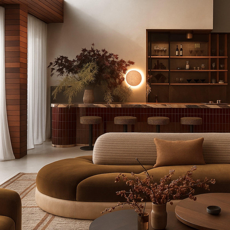 Pulse Travertine Round Shadow Wall Light