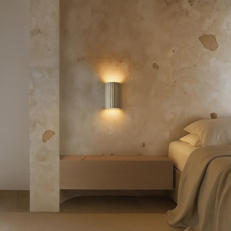 Shore Travertine Up/Down Ribbed Wall Light