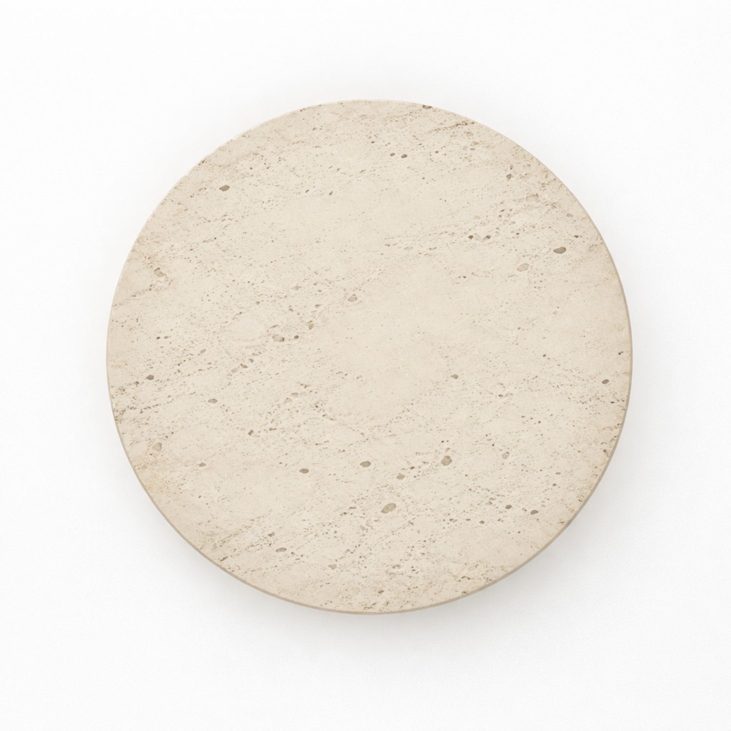 Shore Travertine Halo Wall Light, a smooth circular light beige travertine form with subtle texture.