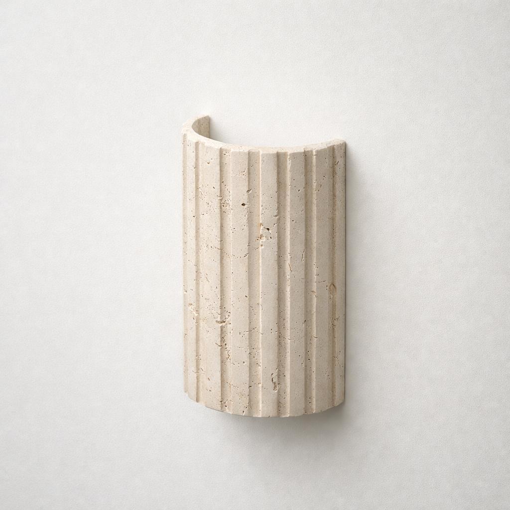 Shore Travertine Up/Down Ribbed Wall Light