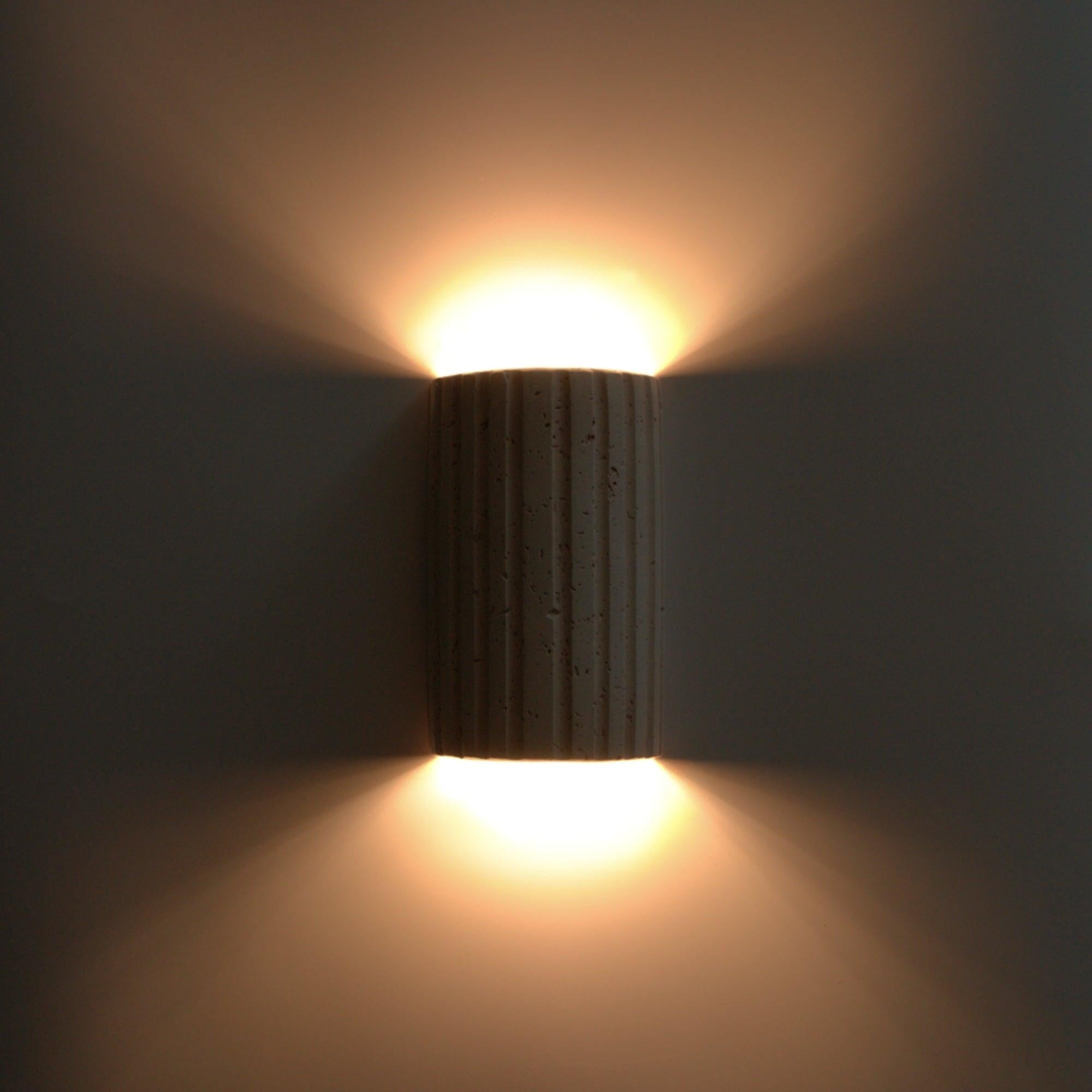 Shore Travertine Up/Down Ribbed Wall Light