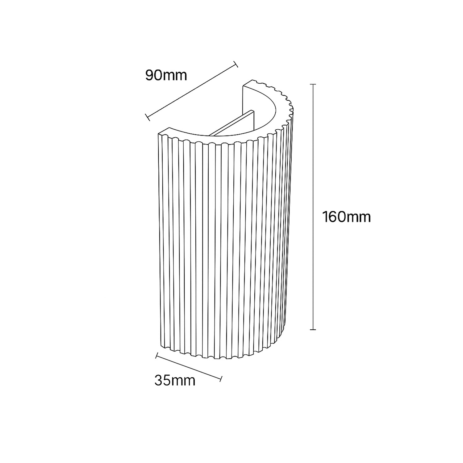 Shore Travertine Up/Down Ribbed Wall Light SHO.25211.NT_Dimension