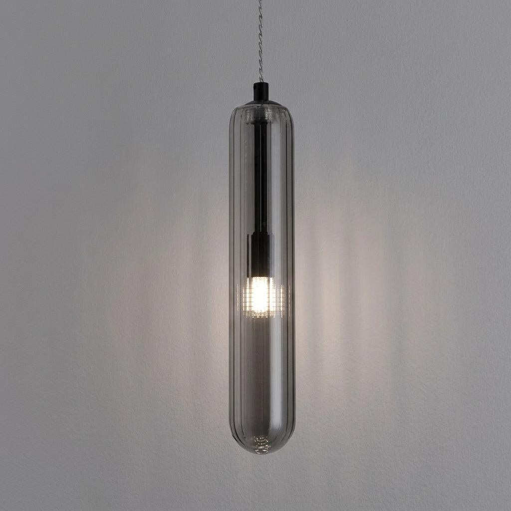 Siena Smoke Glass Pendant Light in Black