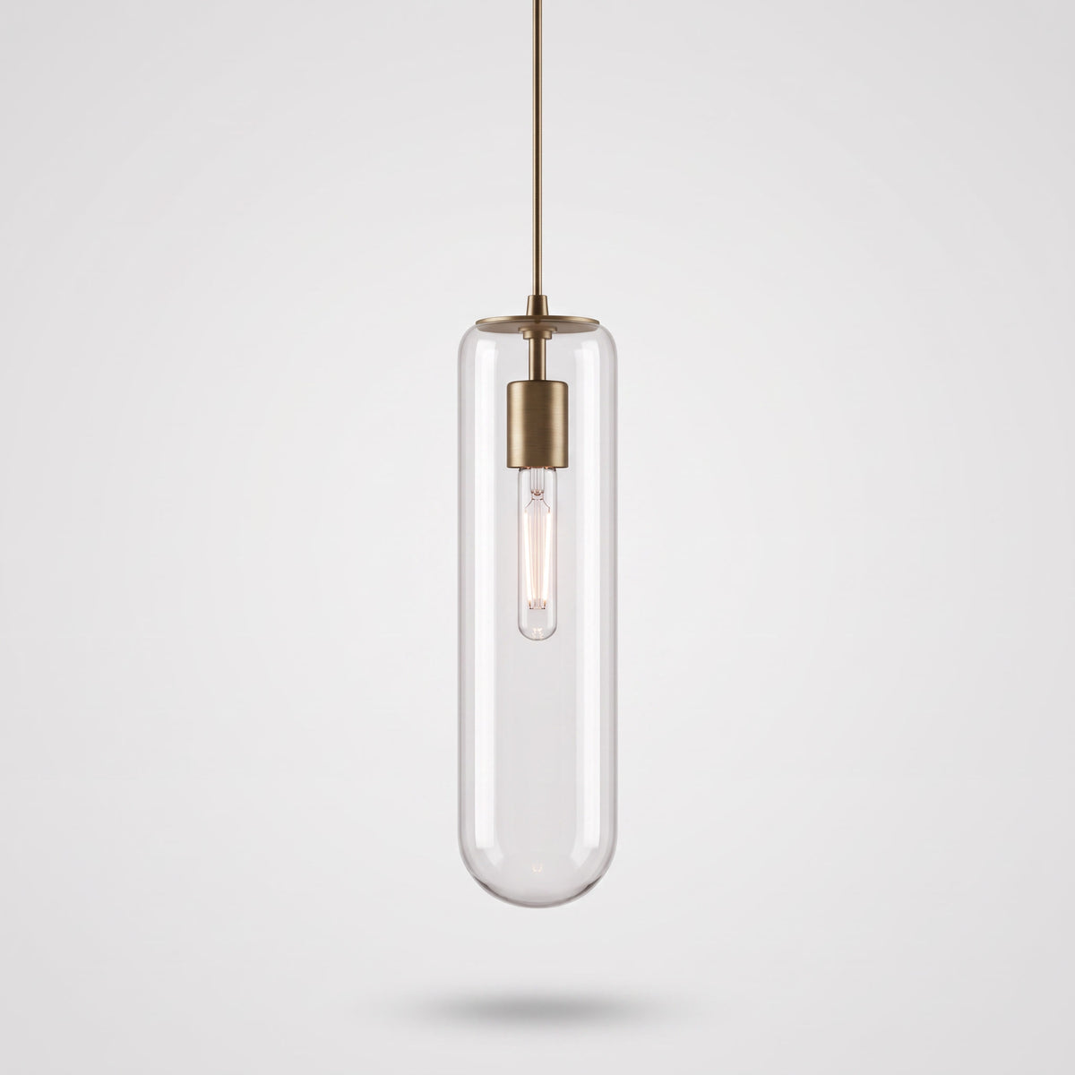 Siena Clear Glass Pendant Light in Brass