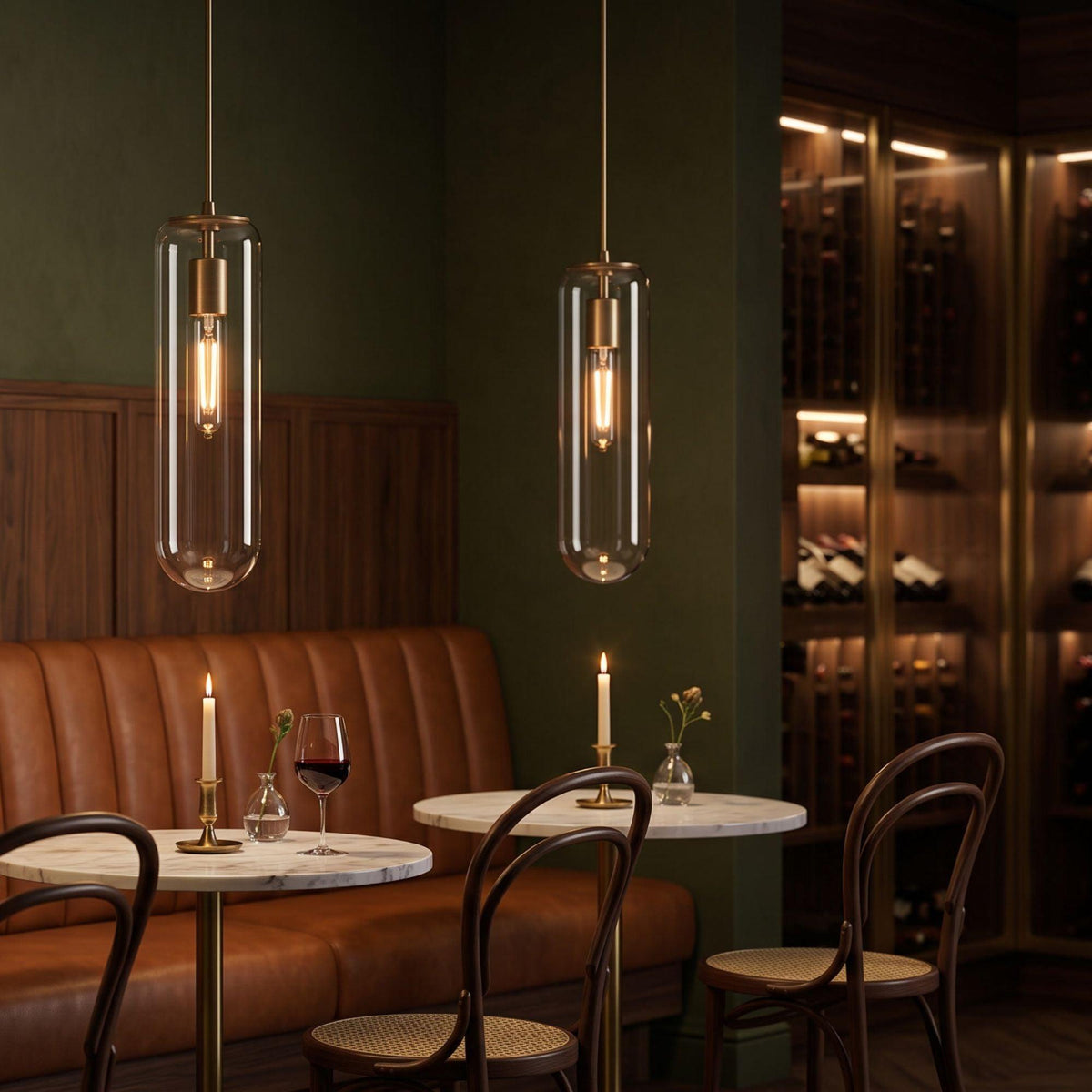 Siena Clear Glass Pendant Light in Brass