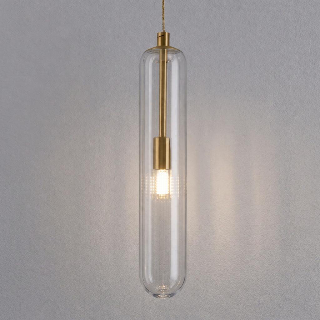Siena Clear Glass Pendant Light in Brass
