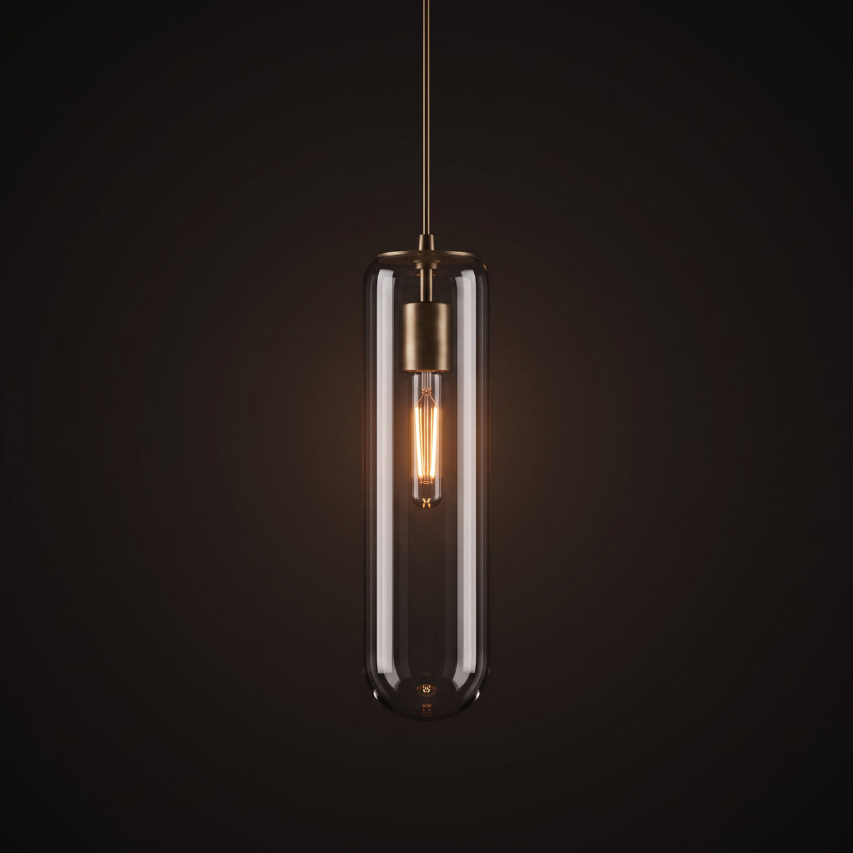 Siena Clear Glass Pendant Light in Brass