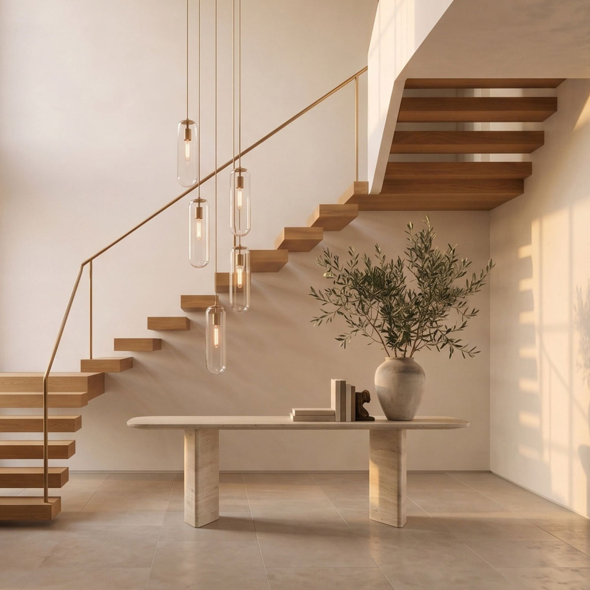 Siena Clear Glass Pendant Light in Brass