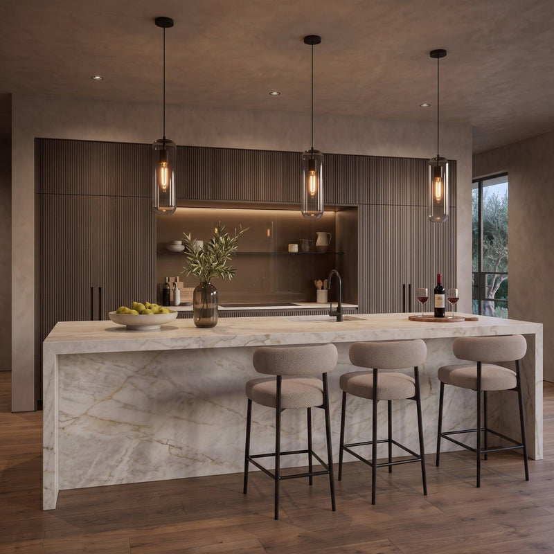 Siena Smoke Glass Pendant Light in Black