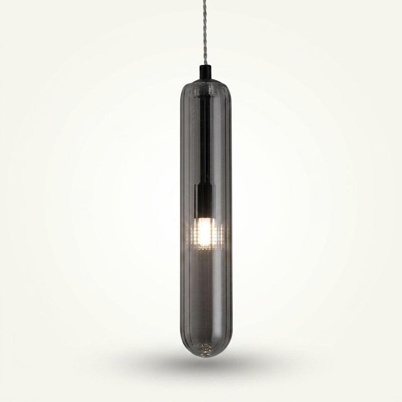 Siena Smoke Glass Pendant Light in Black