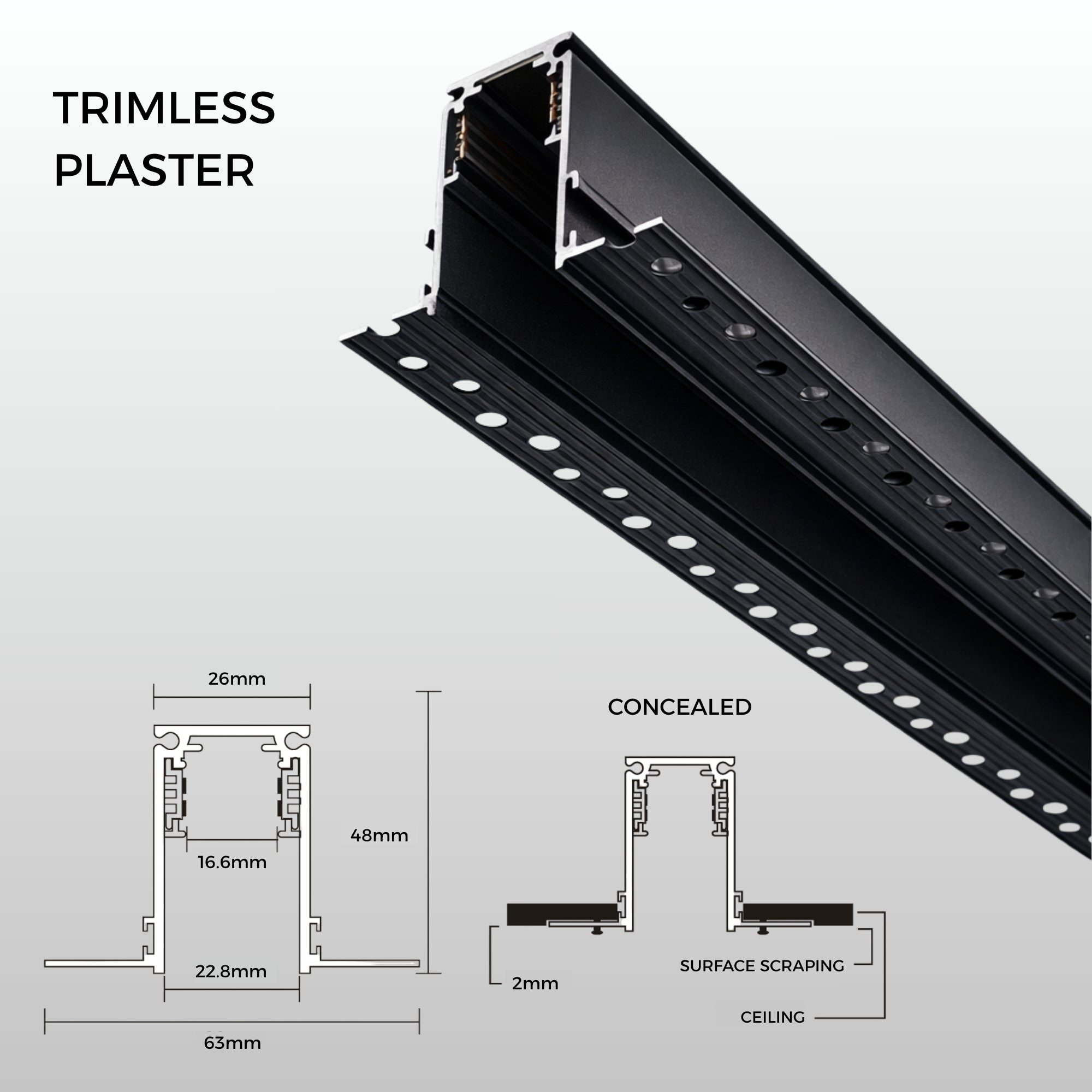 Line Trimless Plaster Magnetic Track Lighting